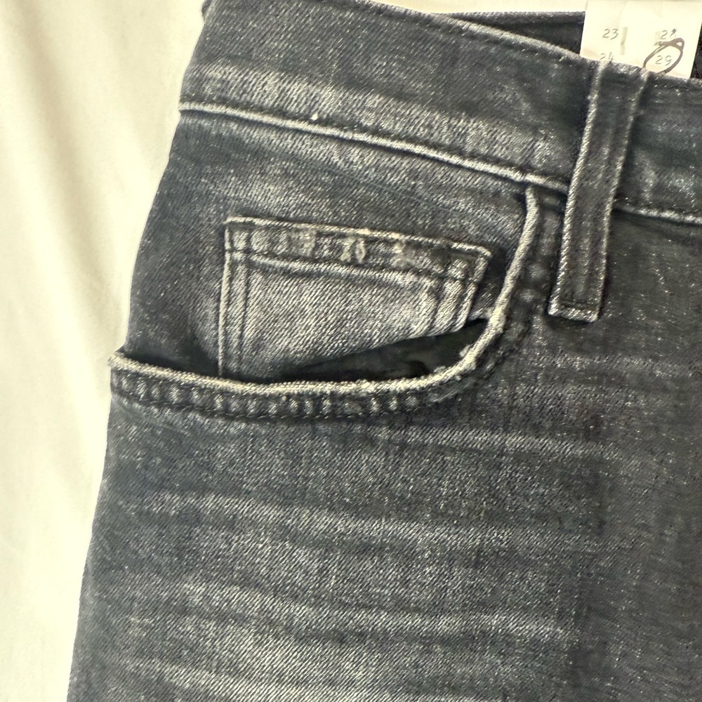 Current Elliott The Vintage Cropped Jeans 29 Black Distressed High Rise - Picture 9 of 15